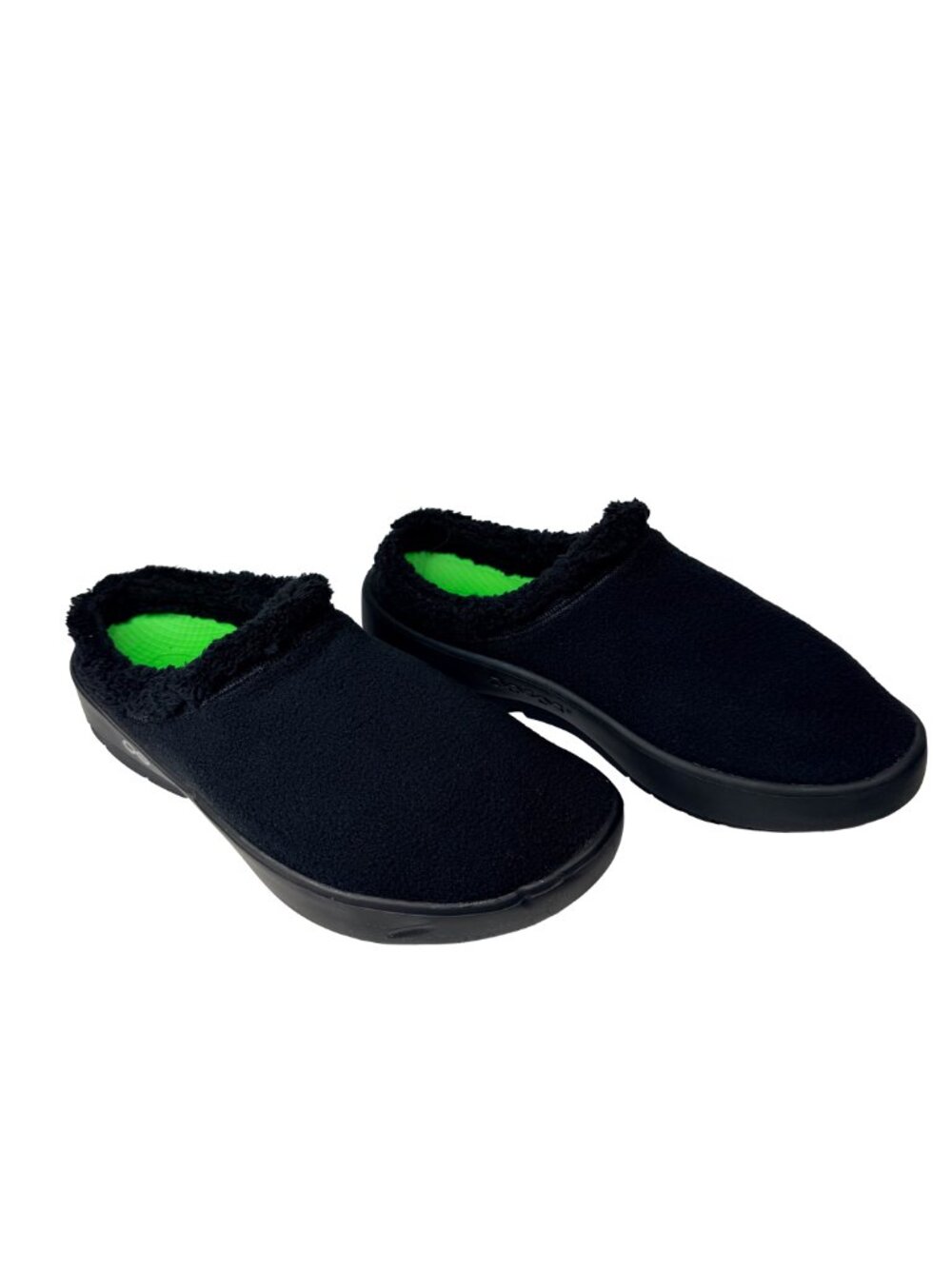 OOFOS OOcoozie Mule Black Fleece Recovery Slippers Men's 11.5